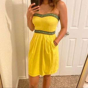 GREYLIN Yellow Mini Strapless Dress